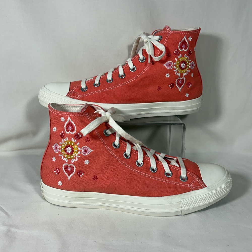 Converse CTAS HI A02203F W's 11 Bright Madder/Egret Floral‎ Embroidery Sneakers